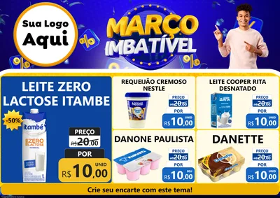 Modelo de Encarte para Encarte A4 Horizontal com o tema Março Imbatível para Frios e Laticínios