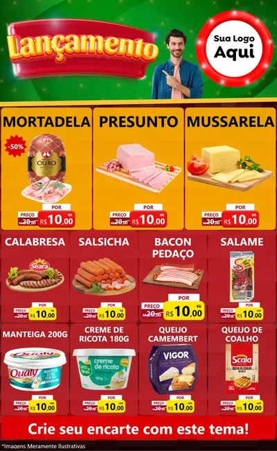 Modelo de Encarte para Encarte Grande com o tema Lançamento para Frios e Laticínios