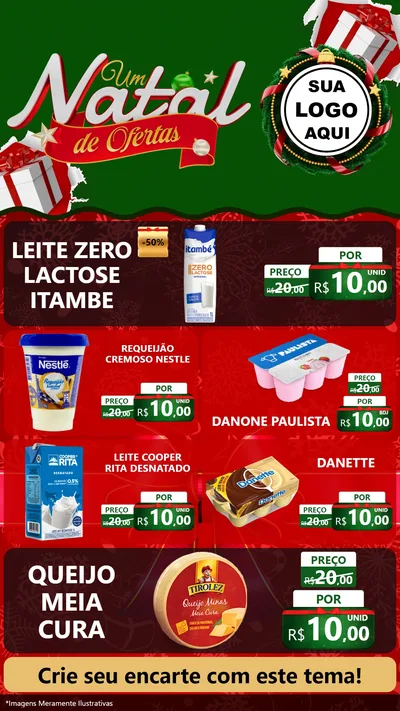 Modelo de TV para TV Vertical com o tema Um Natal de Ofertas para Frios e Laticínios