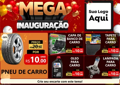 Modelo de Encarte para Encarte A4 Horizontal com o tema Mega Inauguração para Auto peças