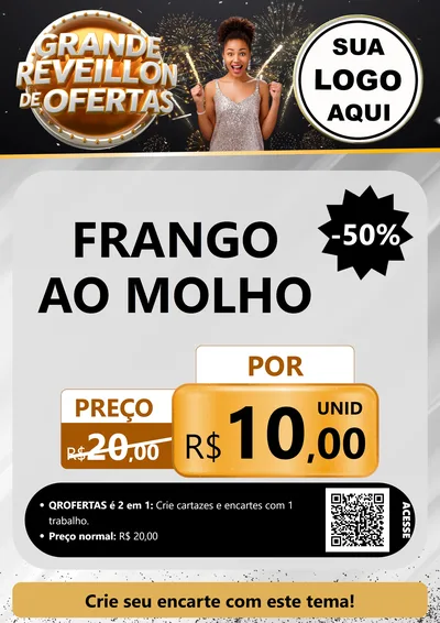 Modelo de Cartaz para Cartaz A4 Vertical com o tema Grande Réveillon de Ofertas para Restaurante