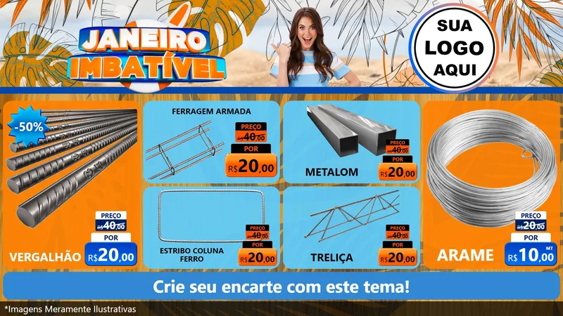 Modelo de TV para TV Horizontal com o tema Janeiro Imbatível para Ferragens