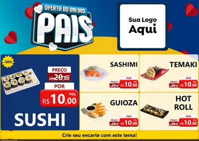 Modelo de Encarte para Encarte A4 Horizontal com o tema Oferta Do Dia Dos Pais para Comida japonesa
