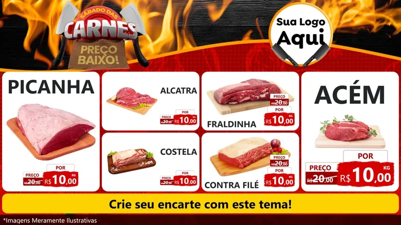 Modelo de TV para TV Horizontal com o tema Sábado das Carnes para Açougue