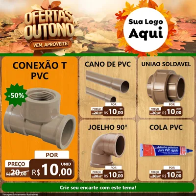 Modelo de Rede Social para Feed Facebook com o tema Ofertas de Outono - Vem, Aproveite! para Tubos e conexões