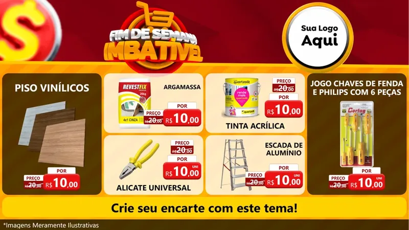Modelo de TV para TV Horizontal com o tema Fim de Semana Imbatível para Material para Construção
