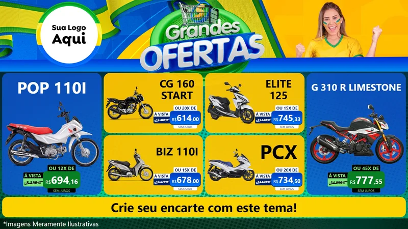 Modelo de TV para TV Horizontal com o tema Grandes Ofertas para Concessionaria de Motos