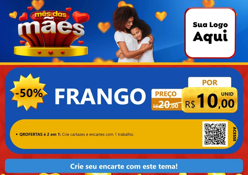 Modelo de Cartaz para Cartaz A4 Horizontal com o tema Mês das Mães para Assados