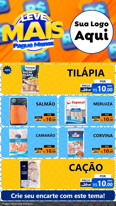 Modelo de TV para TV Vertical com o tema Leve Mais, Pague Menos para Peixaria