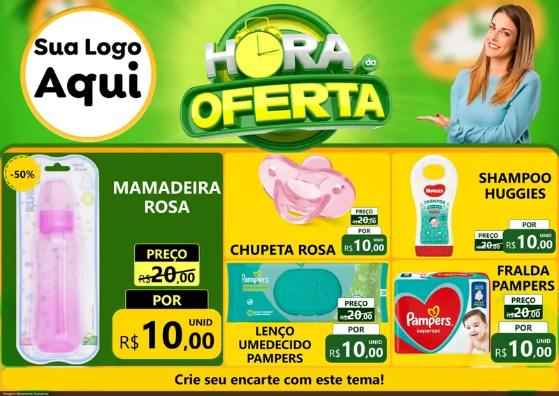Modelo de Encarte para Encarte A4 Horizontal com o tema Hora da Oferta para Bebês