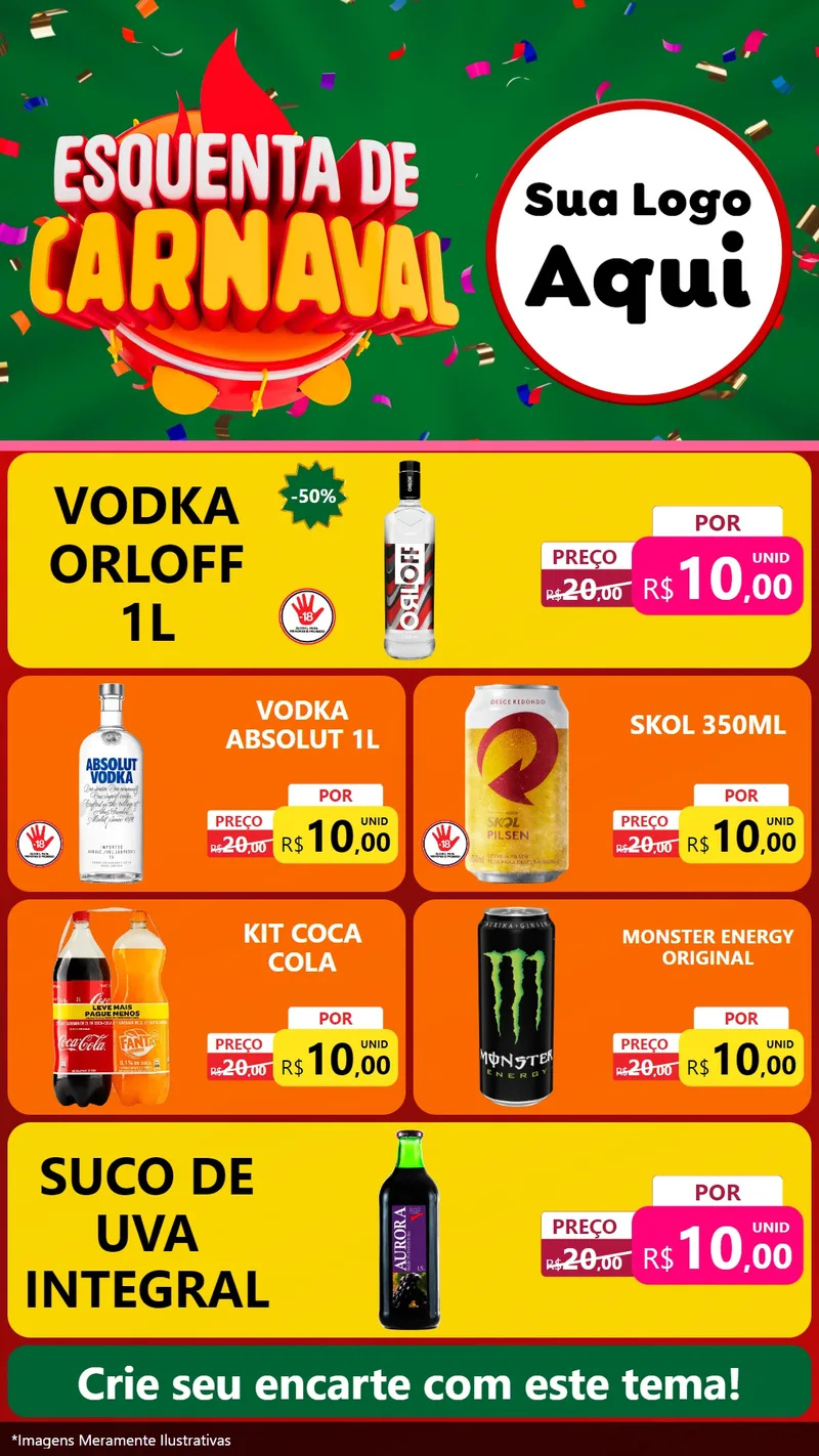 Modelo de TV para TV Vertical com o tema Esquenta de Carnaval para Distribuidora de bebidas