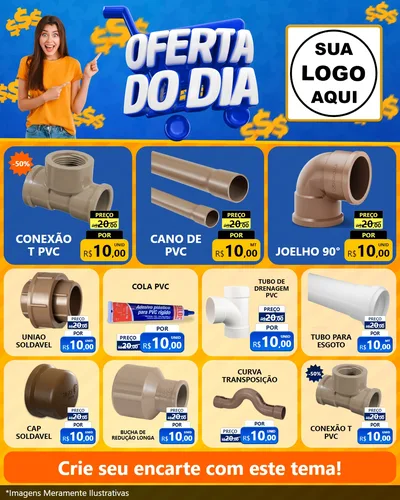 Modelo de Rede Social para Feed Instagram com o tema Oferta do Dia para Tubos e conexões