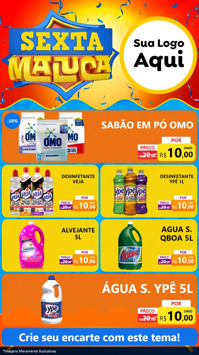 Modelo de TV para TV Vertical com o tema Sexta Maluca para Produtos de Limpeza