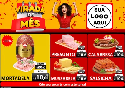 Modelo de Encarte para Encarte A4 Horizontal com o tema Virada de Mês para Frios e Laticínios