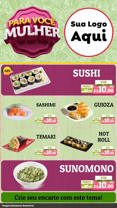 Modelo de TV para TV Vertical com o tema Para Você Mulher para Comida japonesa