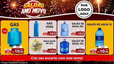 Modelo de TV para TV Horizontal com o tema Saldão de Ano Novo para Água e gás