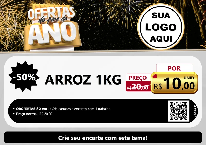 Modelo de Cartaz para Cartaz A4 Horizontal com o tema Ofertas de Fim de Ano para Supermercado