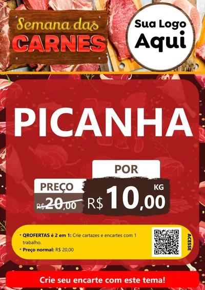 Modelo de Cartaz para Cartaz A4 Vertical com o tema Semana das Carnes para Açougue