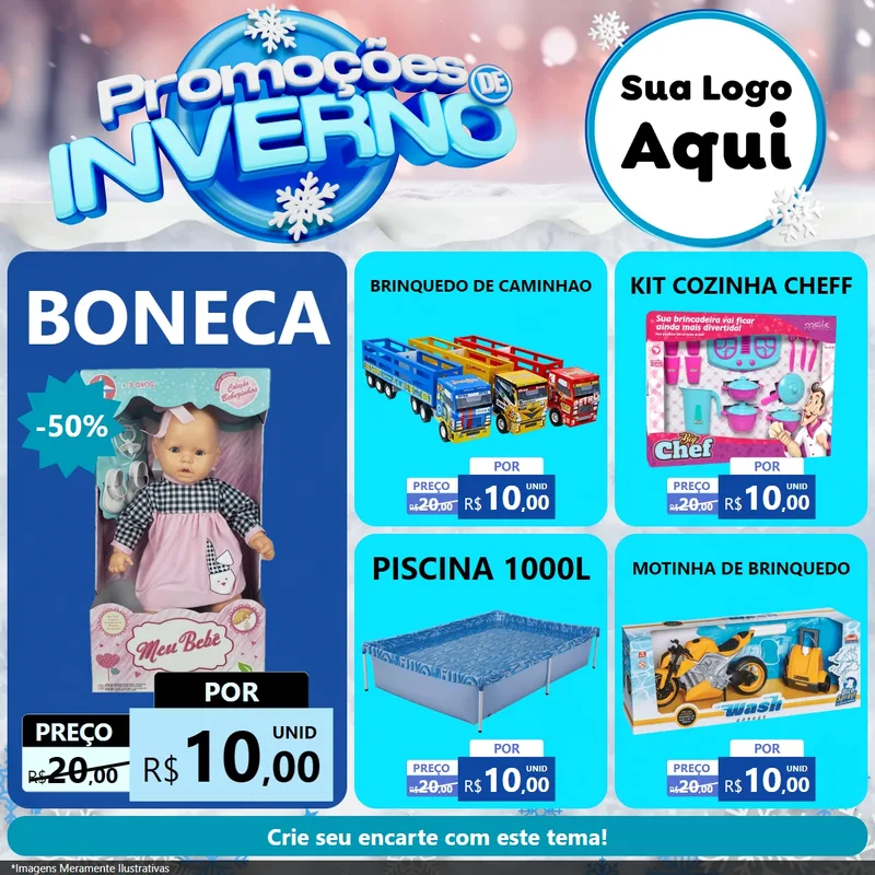 Modelo de Rede Social para Feed Facebook com o tema Promoções de Inverno para Brinquedos