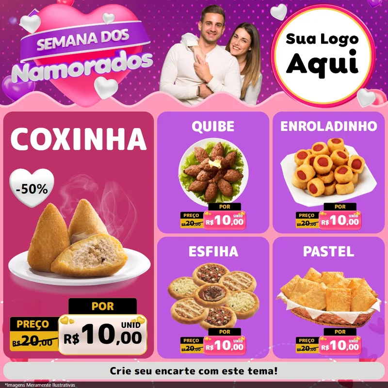 Modelo de Rede Social para Feed Facebook com o tema Semana dos Namorados para Salgadaria