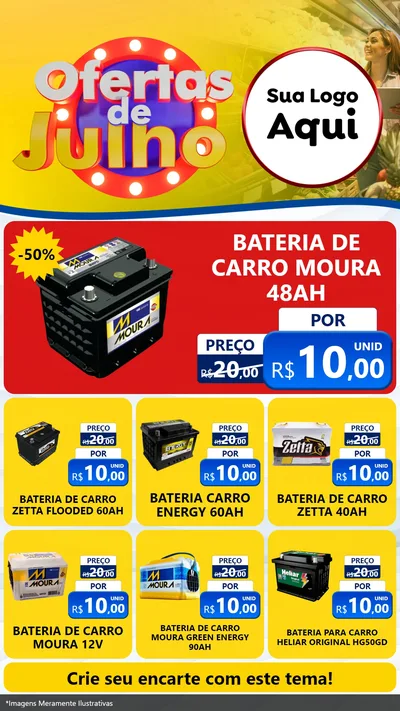 Modelo de Rede Social para Stories com o tema Ofertas de Julho para Baterias Elétricas