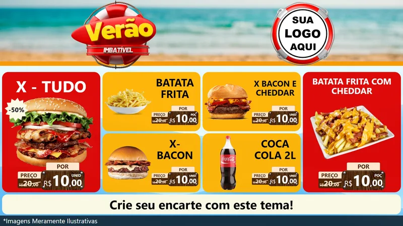Modelo de TV para TV Horizontal com o tema Verão Imbatível para Hamburgueria
