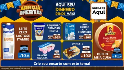 Modelo de TV para TV Horizontal com o tema Arraiá de Ofertas - Junina para Frios e Laticínios