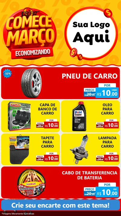 Modelo de TV para TV Vertical com o tema Comece Março Economizando para Auto peças