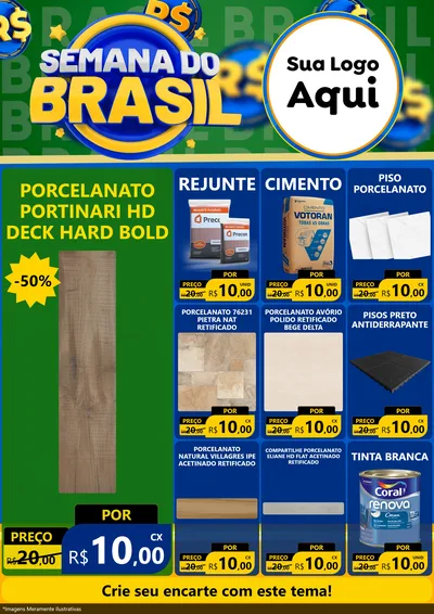 Modelo de Encarte para Encarte A4 Vertical com o tema Semana Do Brasil para Pisos e revestimentos