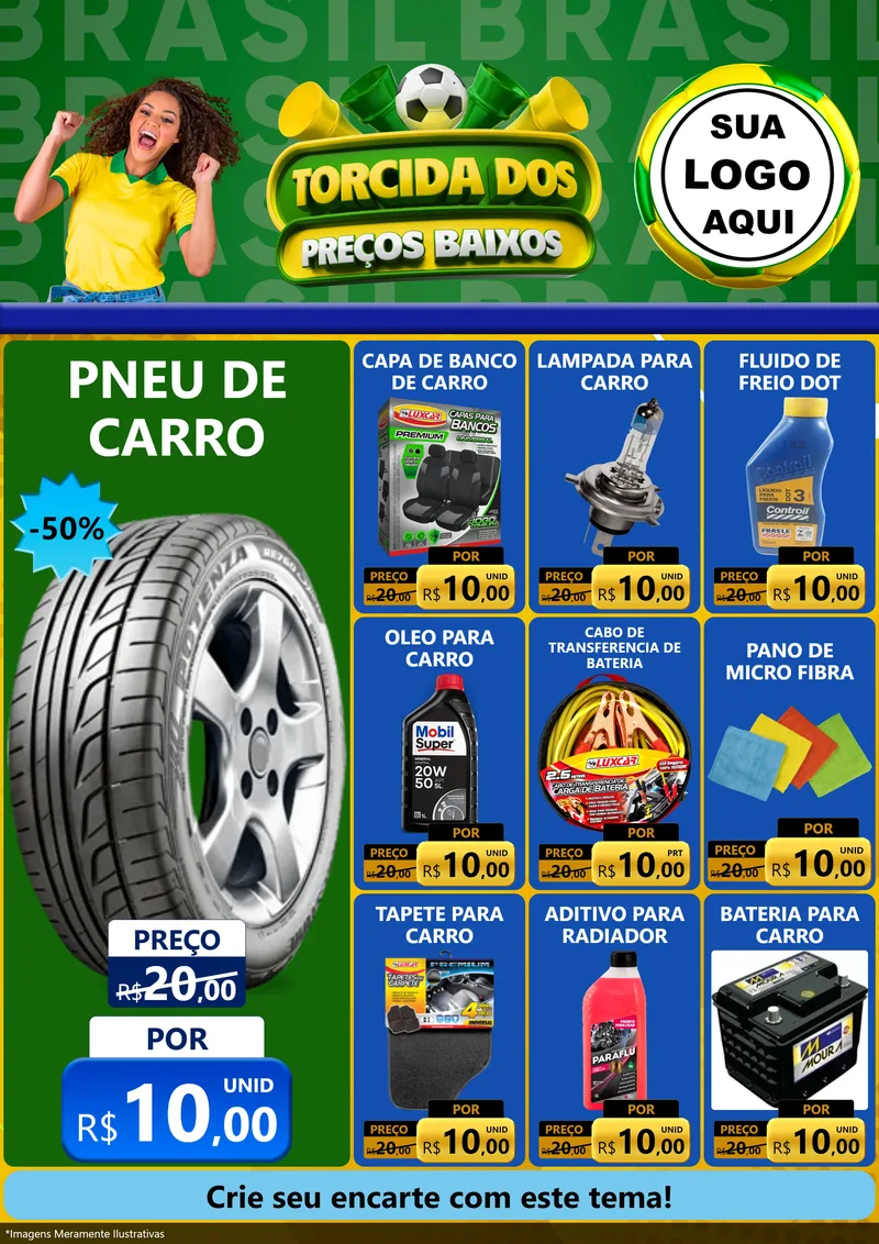Modelo de Encarte para Encarte A4 Vertical com o tema Torcida dos Preços Baixos para Auto peças