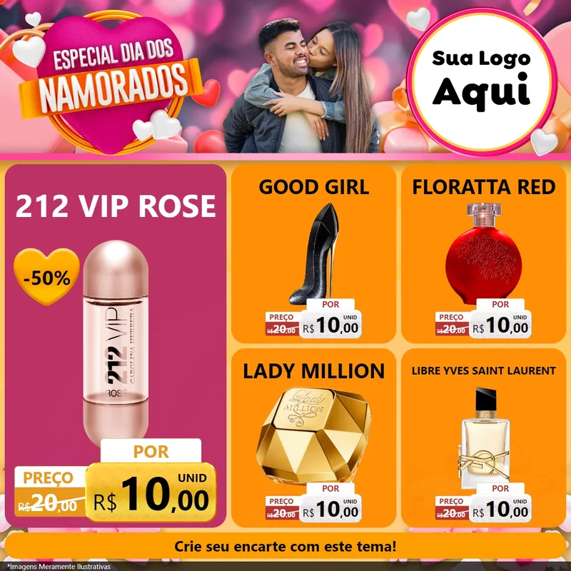 Modelo de Rede Social para Feed Facebook com o tema Especial Dia dos Namorados para Perfumes