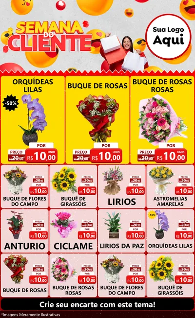Modelo de Encarte para Encarte Grande com o tema Semana do Cliente para Floricultura e jardim