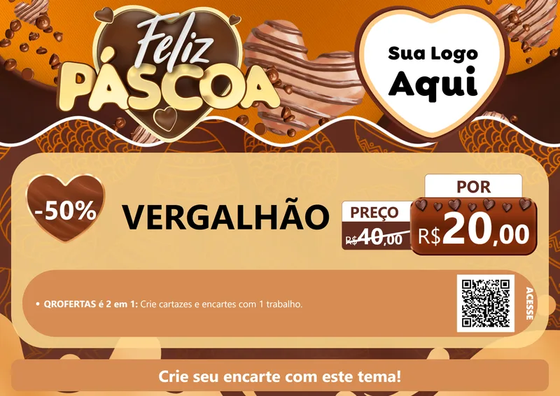 Modelo de Cartaz para Cartaz A4 Horizontal com o tema Feliz Páscoa para Ferragens