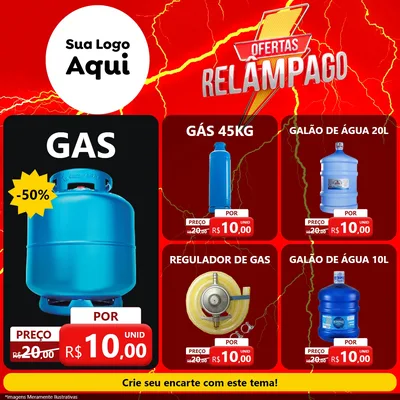Modelo de Rede Social para Feed Facebook com o tema Ofertas Relâmpago para Água e gás