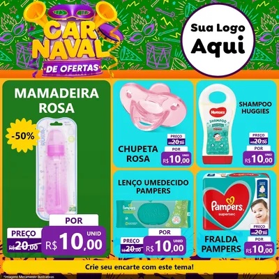 Modelo de Rede Social para Feed Facebook com o tema Carnaval de Ofertas para Bebês
