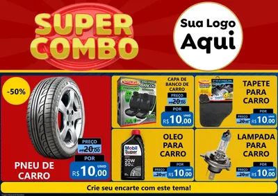 Modelo de Encarte para Encarte A4 Horizontal com o tema Super Combo para Auto peças