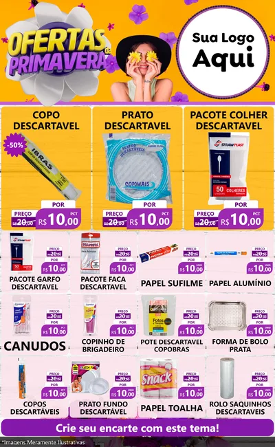 Modelo de Encarte para Encarte Grande com o tema Ofertas Da Primavera para Embalagens