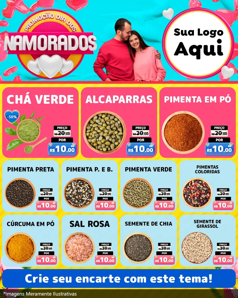 Modelo de Rede Social para Feed Instagram com o tema Promoção Dia dos Namorados para Produtos Naturais