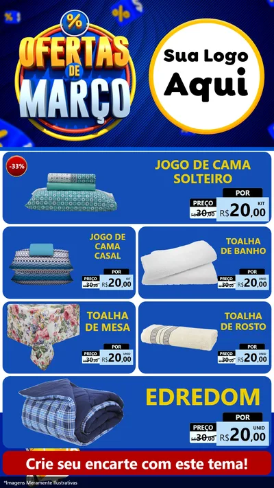 Modelo de TV para TV Vertical com o tema Ofertas de Março para Cama, Mesa e Banho