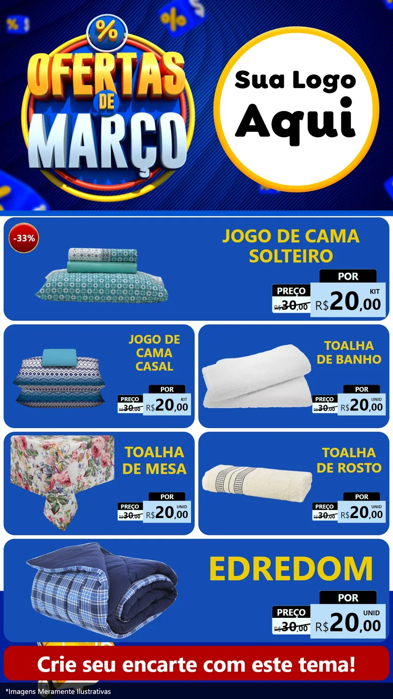 Modelo de TV para TV Vertical com o tema Ofertas de Março para Cama, Mesa e Banho