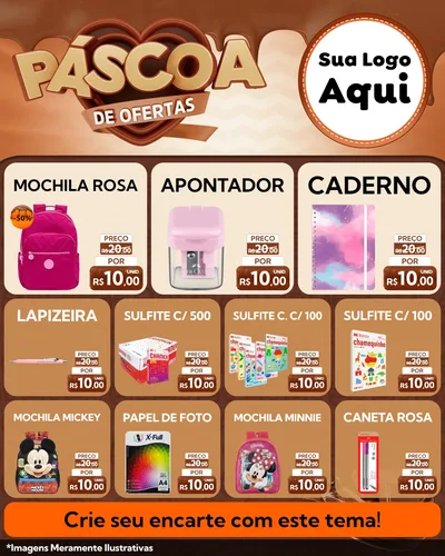 Modelo de Rede Social para Feed Instagram com o tema Páscoa de Ofertas para Papelaria