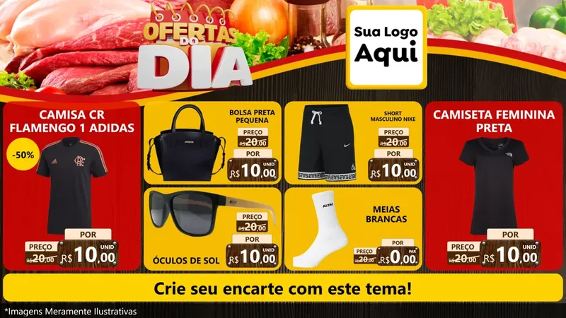 Modelo de TV para TV Horizontal com o tema Ofertas do Dia para Roupas e acessórios