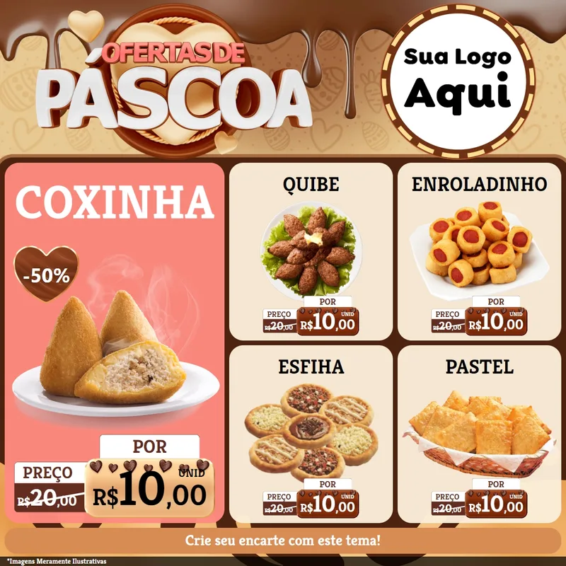 Modelo de Rede Social para Feed Facebook com o tema Ofertas de Páscoa para Salgadaria