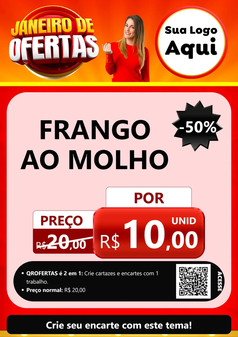 Modelo de Cartaz para Cartaz A4 Vertical com o tema Janeiro de Ofertas para Restaurante