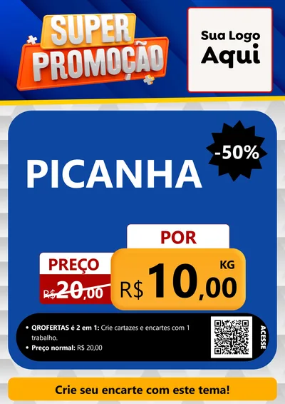 Modelo de Cartaz para Cartaz A4 Vertical com o tema Super Promoção para Açougue