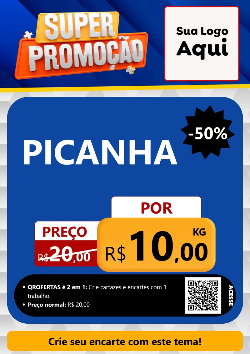 Modelo de Cartaz para Cartaz A4 Vertical com o tema Super Promoção para Açougue