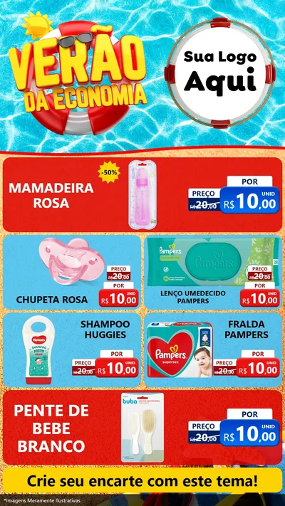 Modelo de TV para TV Vertical com o tema Verão da Economia para Bebês