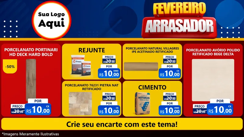 Modelo de TV para TV Horizontal com o tema Fevereiro Arrasador para Pisos e revestimentos