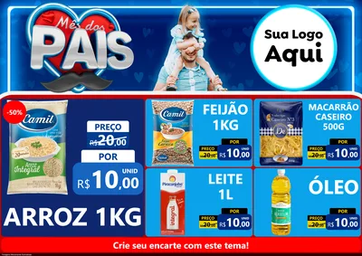 Modelo de Encarte para Encarte A4 Horizontal com o tema Mês Dos Pais para Supermercado