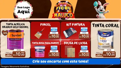 Modelo de TV para TV Horizontal com o tema O Coelho Ficou Maluco - Páscoa para Tintas e Ferramentas